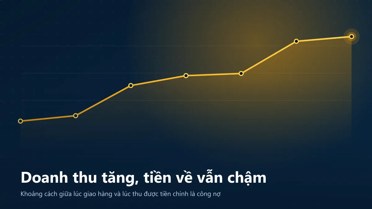 Đường doanh thu đi lên trong khi tiền thật về tài khoản đi ngang vì kẹt ở công nợ