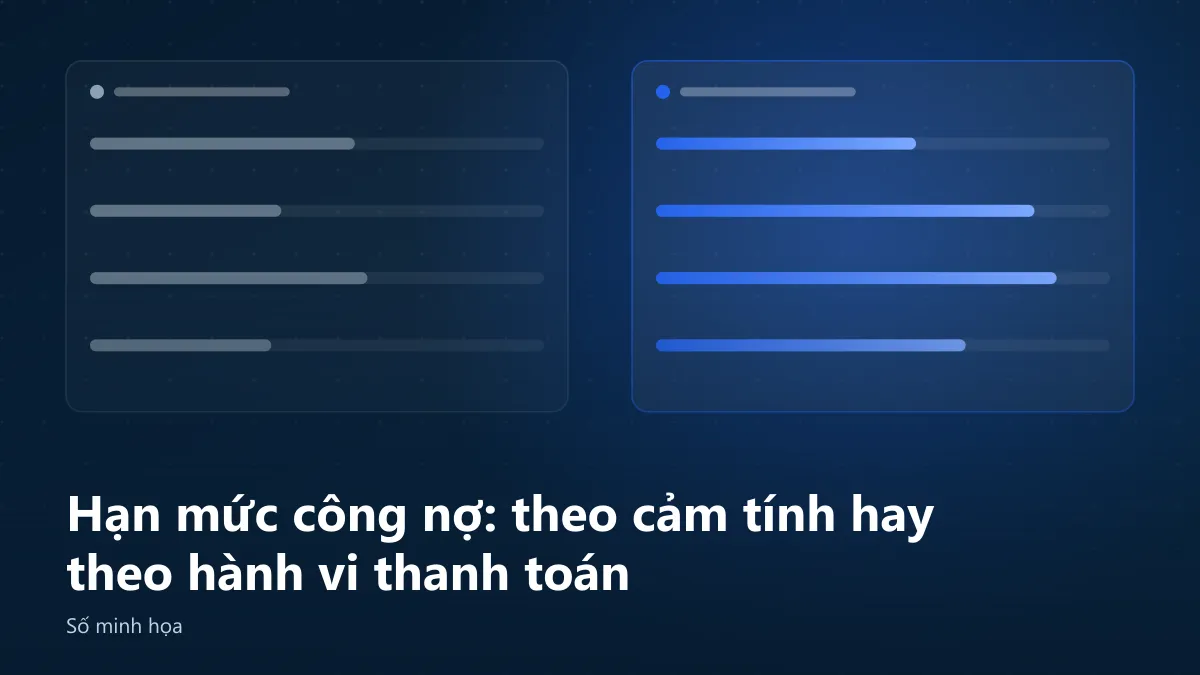 Hai bảng so sánh cách đặt hạn mức công nợ theo cảm tính và theo hành vi thanh toán của đại lý (số minh họa)